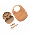 Miniware Des.14 Σετ Φαγητού Σιλικόνης (Σαλιάρα,Κουτάλι,Αναδιπλούμενο Πιάτο) Καραμέλα