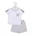 Nautica Des.15 Σετ T-Shirt & Shorts Jersey Organic Γκρι Ριγέ 68cm