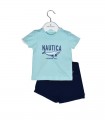 Nautica Des.13 Σετ T-Shirt & Shorts Jersey Mint/Navy 68cm 3-6 μηνών
