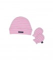 Nautica Des 22 Cap & 2 Gloves Set Pink with white stripe