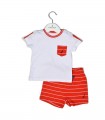 Nautica Des.16 Σετ T-Shirt & Shorts Jersey Organic Κόκκινο Ριγέ 86cm