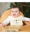 Silicone bib Cat ecru by Trois Kilos Sept