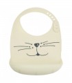 Silicone bib Cat beige by Trois Kilos Sept