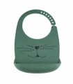 Silicone bib Cat green by Trois Kilos Sept